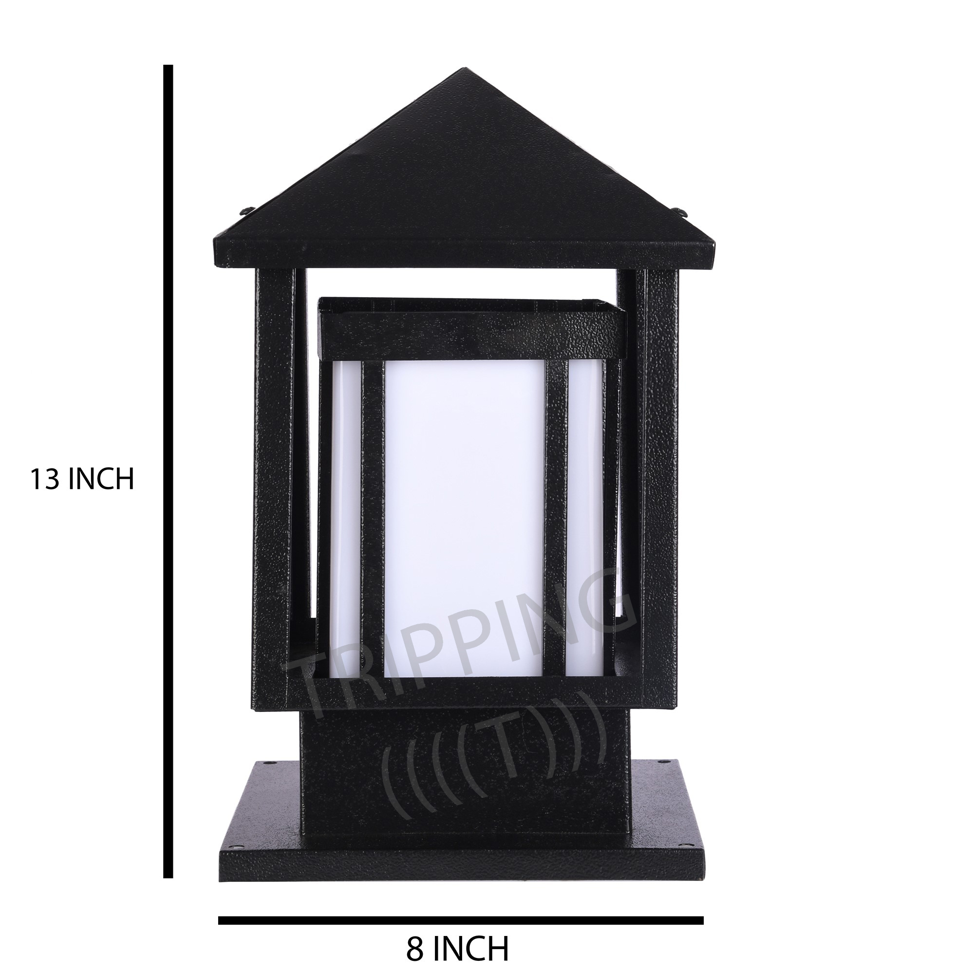 TRIPPING Black and White Gate Lamp Powder Coated Iron Size 13x8x8 Inches, B22 Holder Single Pack Waterproof, Rustproof Gate Light for Home, Garden,Patio,Outdoor Compound and Pillar Lighting