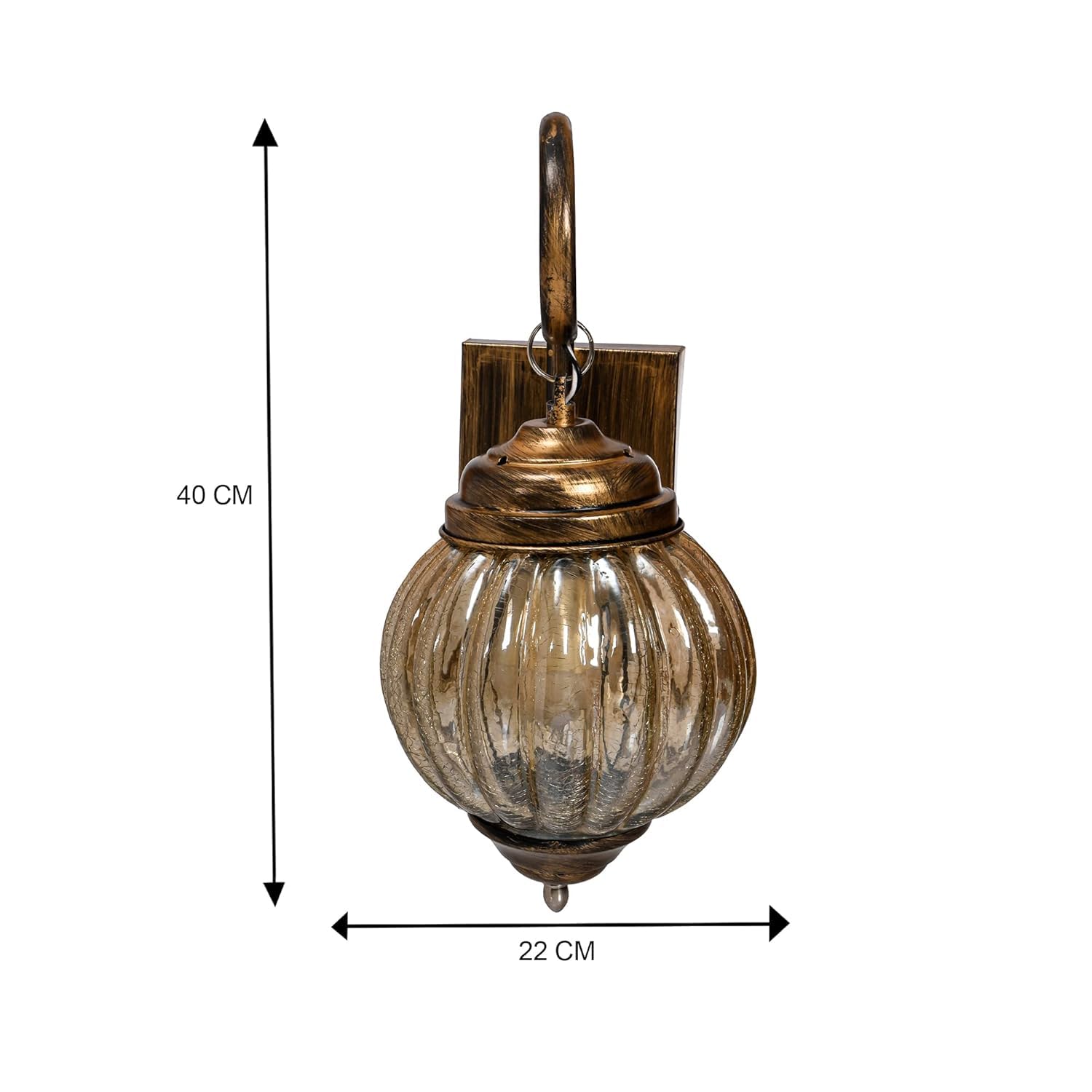 Volticity Antique Karbooja Wall Lamp | Metal & Glass Shade | Classic Wall Chandelier for Home, Living Room, Indoor & Outdoor Décor | Vintage Jhumar Light Fixture